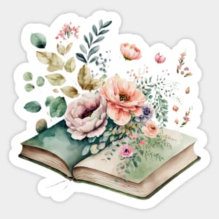 Book lover flowers growing from book Sticker
